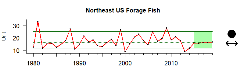 graph of forage fish for the Northeast region from 1980-2020